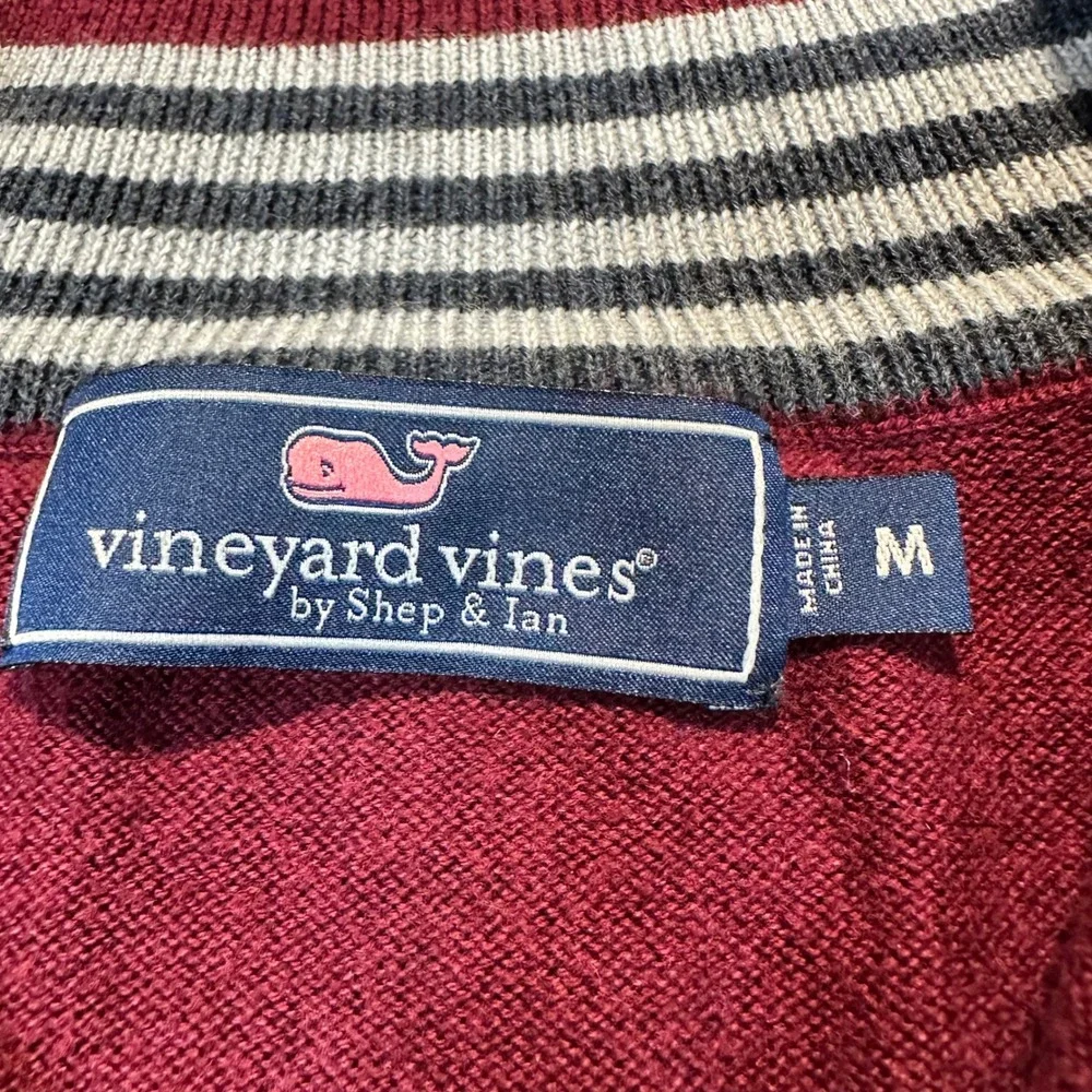 Vineyard Vines‎ Quarter Zip Sweater Mens Medium Burgundy Preppy Cotton Pullover